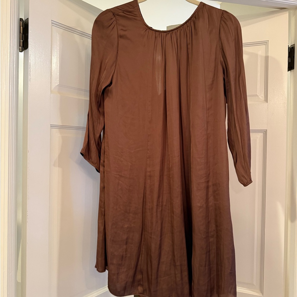 Wilfred Silk Chocolate Long Sleeve Dress